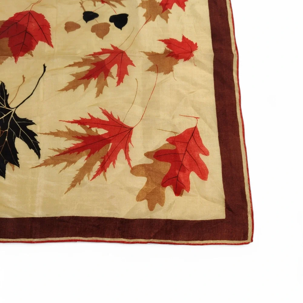 Vintage Vera Neumann Silk Autumn Leaves Scarf Hand Rolled Hem 16x17